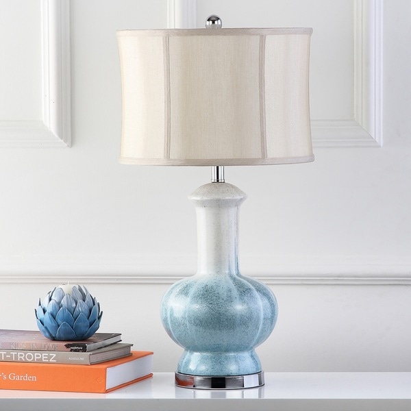 Safavieh Lighting 28.5-inch Oceans Blue Glazed Ceramic Table Lamp