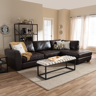 Baxton Studio Orland Brown Bonded Leather Modern Sectional Sofa Set with Right Facing Chaise