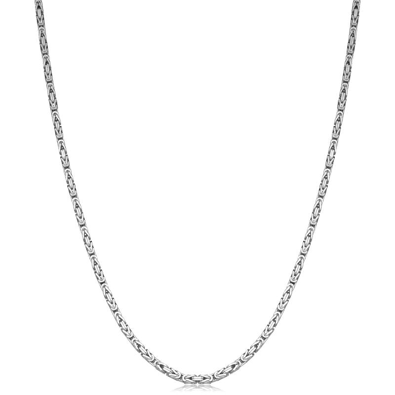 Sterling Silver 1.8 millimeters Square Byzantine Chain Necklace - 18 Inch