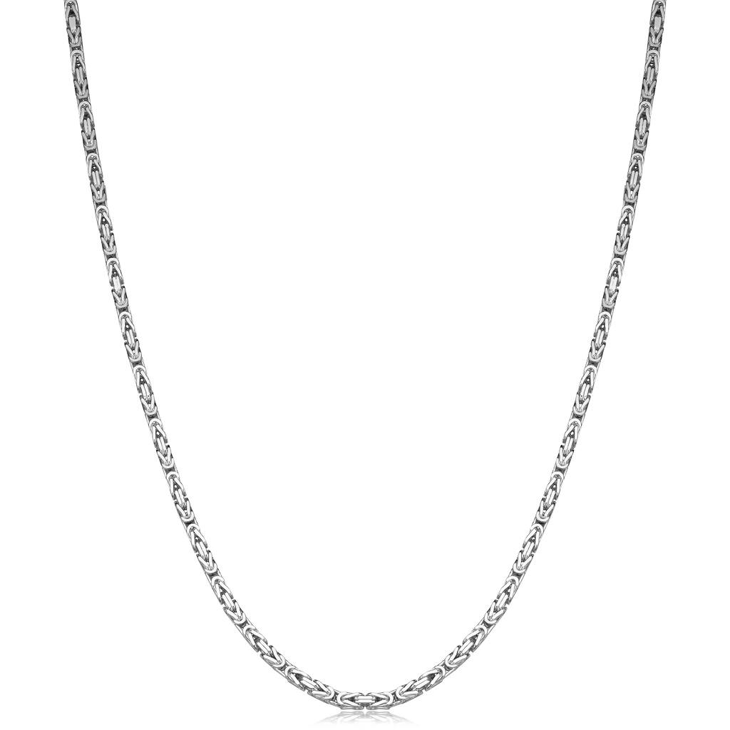 Sterling Silver 1.8 millimeters Square Byzantine Chain Necklace