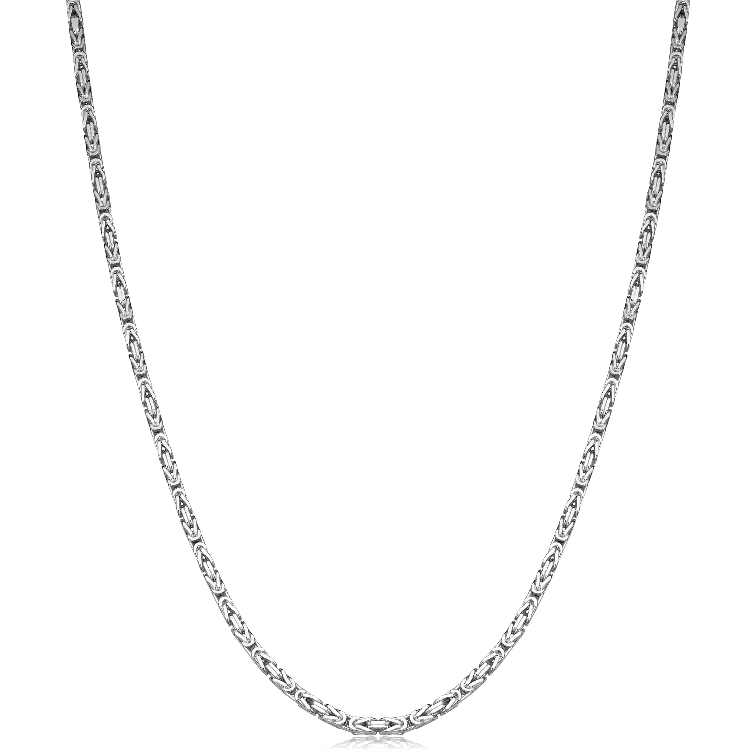 Au Naturale Sterling Silver 1.8 millimeters Square Byzantine Chain Necklace