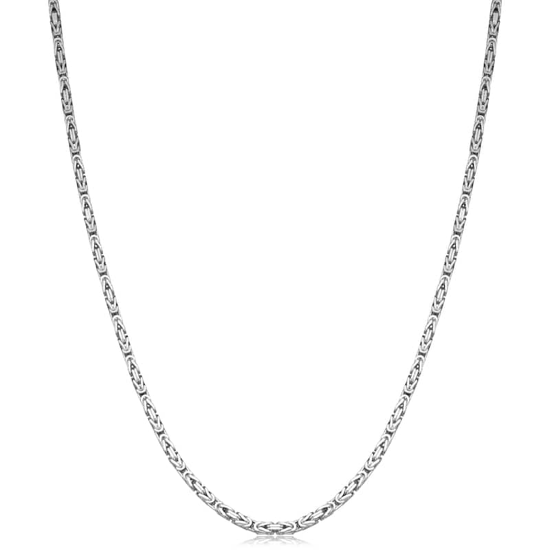Sterling Silver 1.8 millimeters Square Byzantine Chain Necklace
