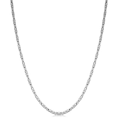 Sterling Silver 1.8 millimeters Square Byzantine Chain Necklace