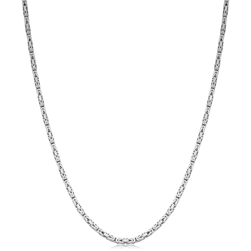 Sterling Silver 1.8 millimeters Square Byzantine Chain Necklace