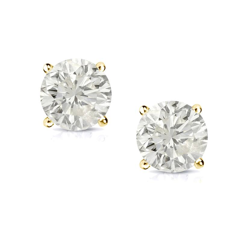 Auriya 14k Gold 1ctw Diamond Stud Earrings Clarity-enhanced (E-F, G-H, H-I or J-K, SI1-SI2, I1-I2 or I2-I3) - E-F, VS1-VS2 - Yellow