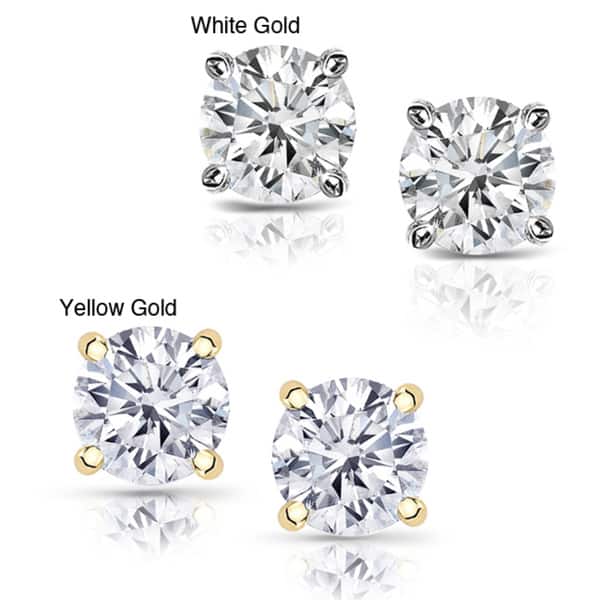 Auriya 14k Gold 1 1/2ctw Diamond Stud Earrings Clarity-enhanced