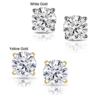 Auriya 14k Gold 1 1/2ctw Diamond Stud Earrings Clarity-enhanced