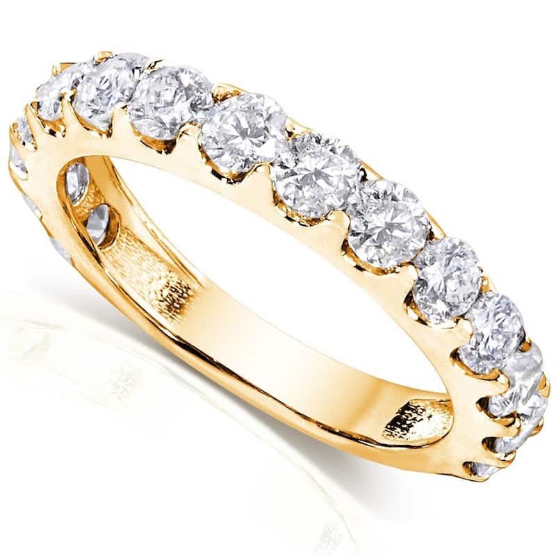 Annello by Kobelli 14k Gold 1 1/2ct TDW Semi-Eternity Diamond Women's Wedding Band - 4 - Yellow