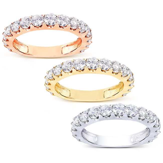 Annello by Kobelli 14k Gold 1 1/2ct TDW Semi-Eternity Diamond Women's Wedding Band