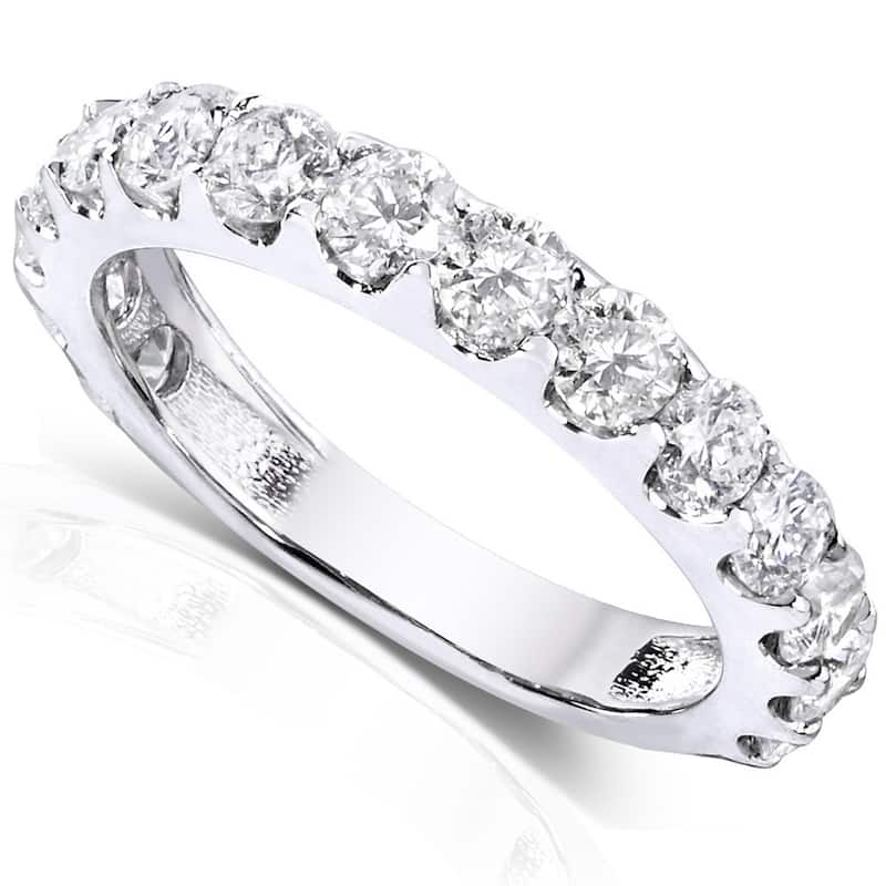 Annello by Kobelli 14k Gold 1 1/2ct TDW Semi-Eternity Diamond Women's Wedding Band - 4 - White