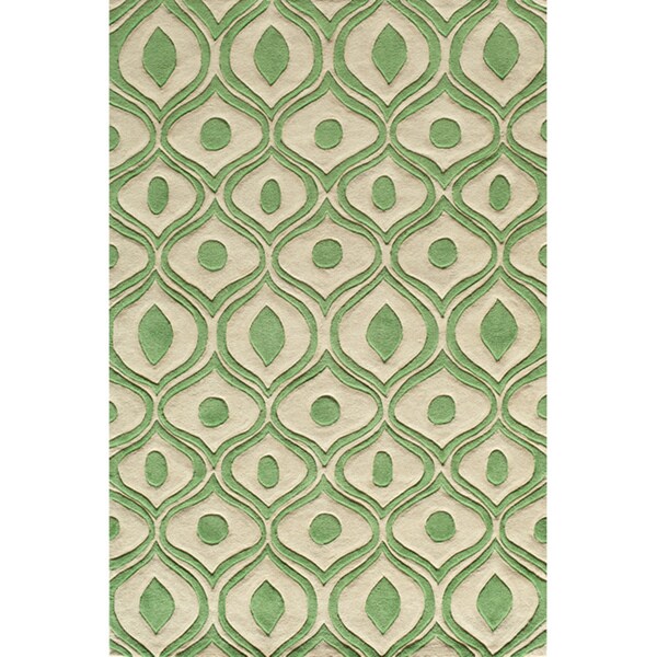 Hand Tufted Modern Waves Green Polyester Rug (8' x 10') 7x9   10x14 Rugs