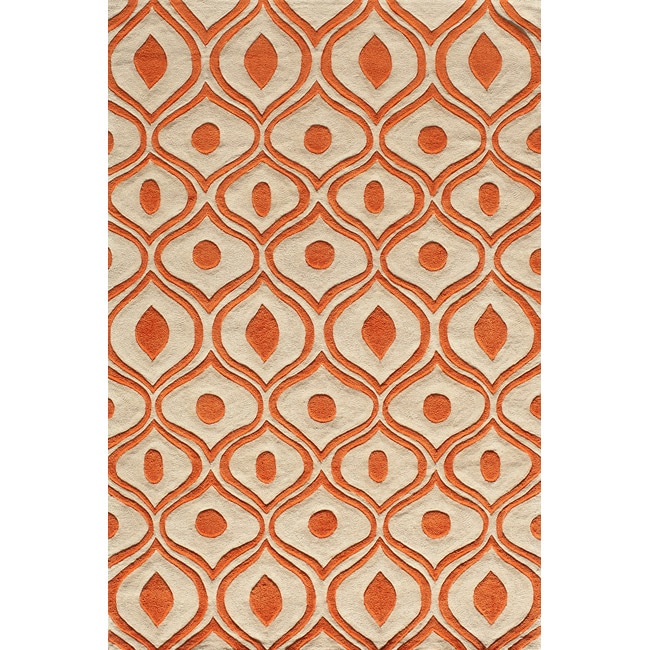 Hand Tufted Modern Waves Orange Polyester Rug (20 X 30)