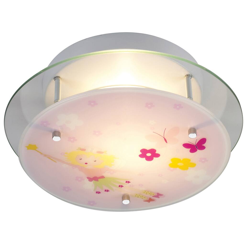 Elk Lighting Little Girl Fairy 2-Light Satin Nickel Semi Flush