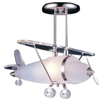 Elk Home Novelty Satin Nickel With Frosted Glass 1 Light Semi Flush