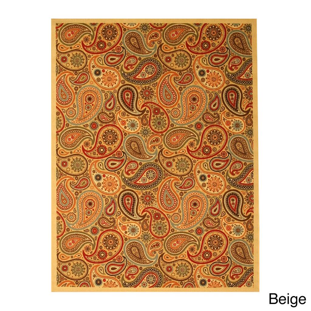 Red Transitional Floral Euro Home Rug - 7'10" x 9'10"