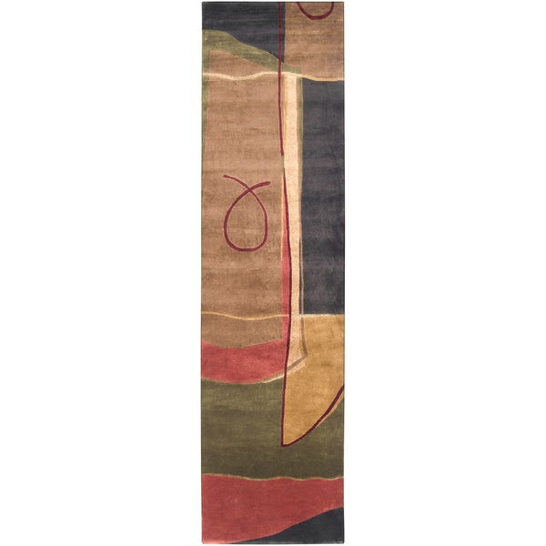 Hand knotted Burnett Carmel Abstract Geometric Wool Rug (2'6 x 10') Surya Runner Rugs