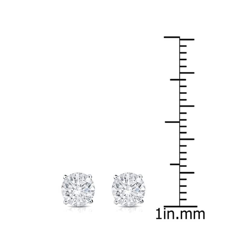 Auriya 18k Gold 1ctw Round Diamond Stud Earrings Clarity-enhanced (E-F, G-H, H-I or J-K, VS1-VS2, SI1-SI2 I1-I2 or I2-I3)