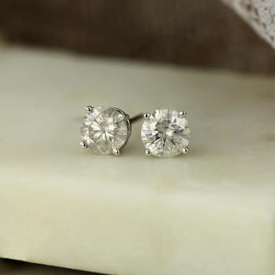 Auriya 18k Gold 1ctw Round Diamond Stud Earrings Clarity-enhanced (E-F, G-H, H-I or J-K, VS1-VS2, SI1-SI2 I1-I2 or I2-I3)