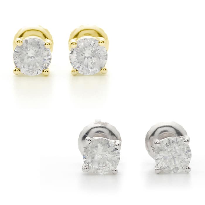 18k Gold 2ct TW Round Clarity Enhanced Diamond Stud Earrings