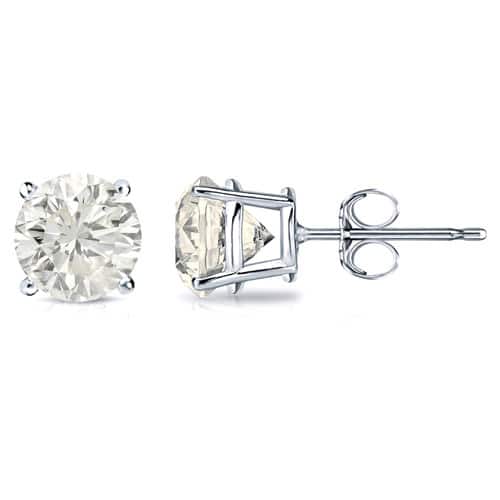 18k Gold 3/4ct TW Round Clarity Enhanced Diamond Stud Earrings (J-K, SI1-SI2) - e-f vs1-vs2 - White