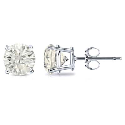 18k Gold 3/4ct TW Round Clarity Enhanced Diamond Stud Earrings (J-K, SI1-SI2)