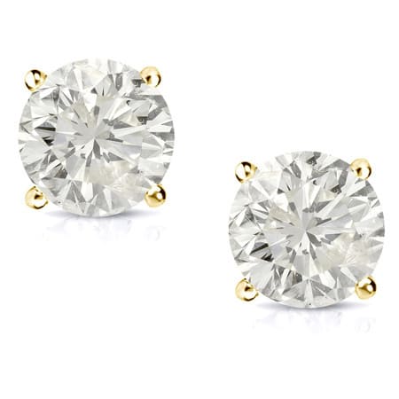 18k Gold 3/4ct TW Round Clarity Enhanced Diamond Stud Earrings (J-K, SI1-SI2) - e-f vs1-vs2 - Yellow