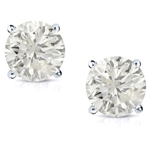 18k Gold 3/4ct TW Round Clarity Enhanced Diamond Stud Earrings (J-K, SI1-SI2)