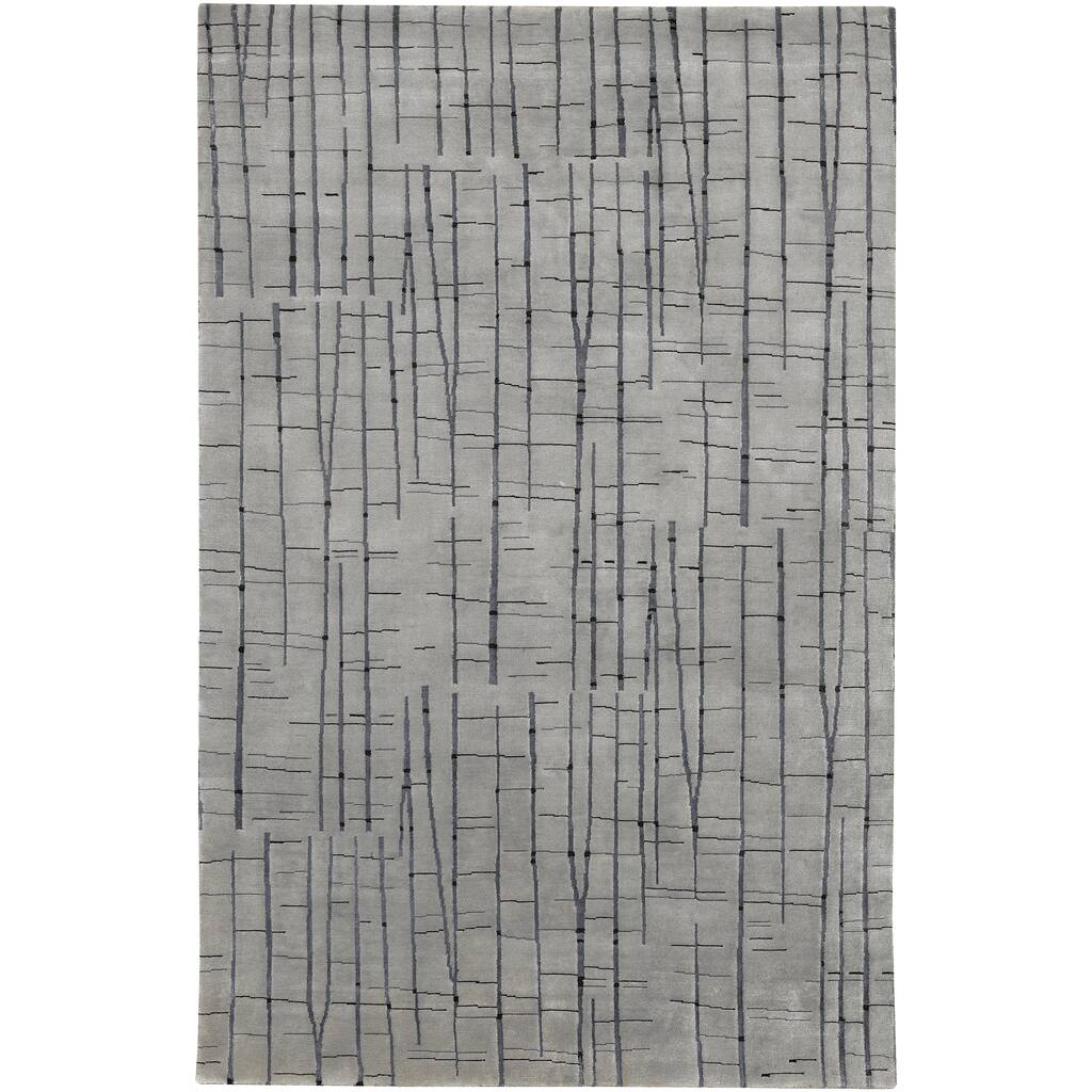 Hand-knotted Carnero Grey Abstract Design Wool Area Rug - 8' x 11'/Surplus