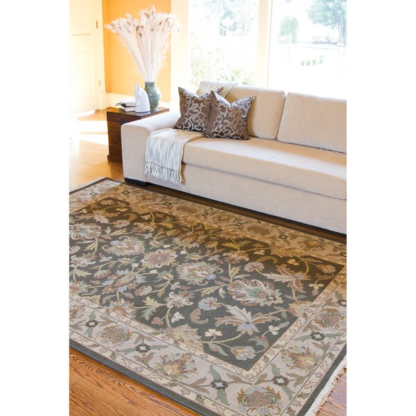 Hand-knotted Havasu Brown New Zealand Wool Rug (6' x 9')