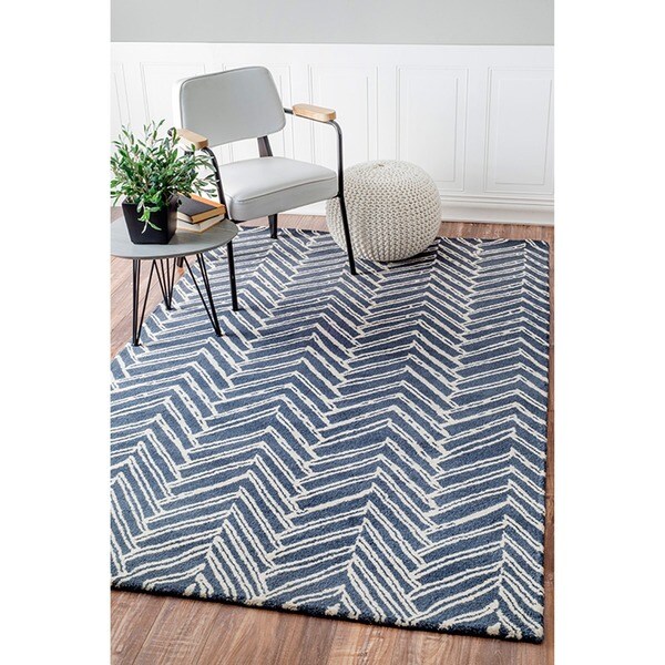 nuLOOM Handmade Chevron Denim Wool Rug (7'6 x 9'6) - Free Shipping 