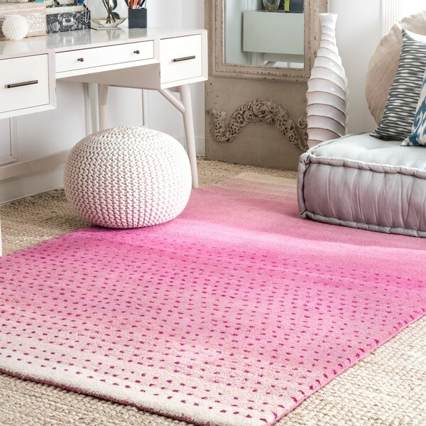 nuLOOM Handmade Ombre Pink Wool Rug (7'6 x 9'6) - 7'6" x 9'6"