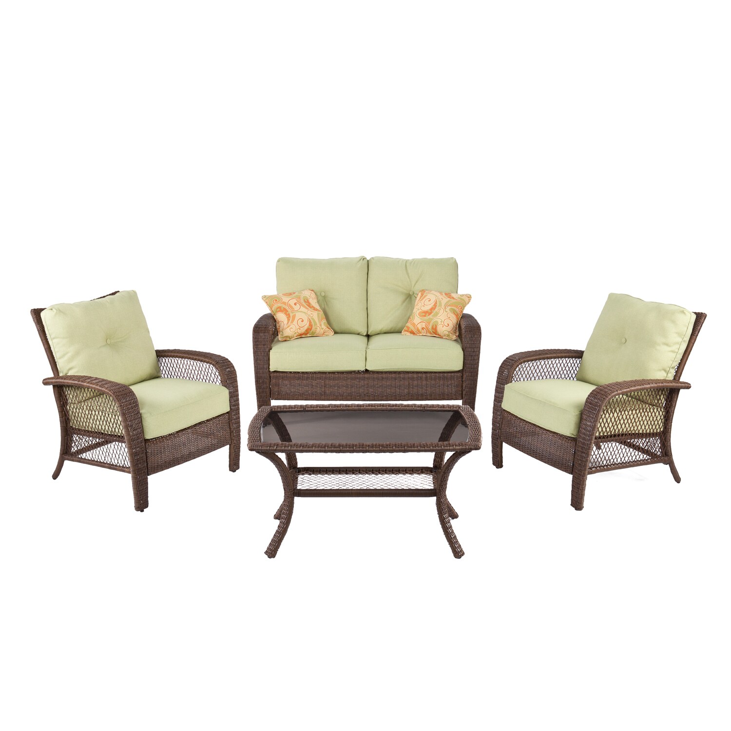 Shop Agio Sheffield Green Brown 4 Piece Outdoor Seating Set Overstock 7136611