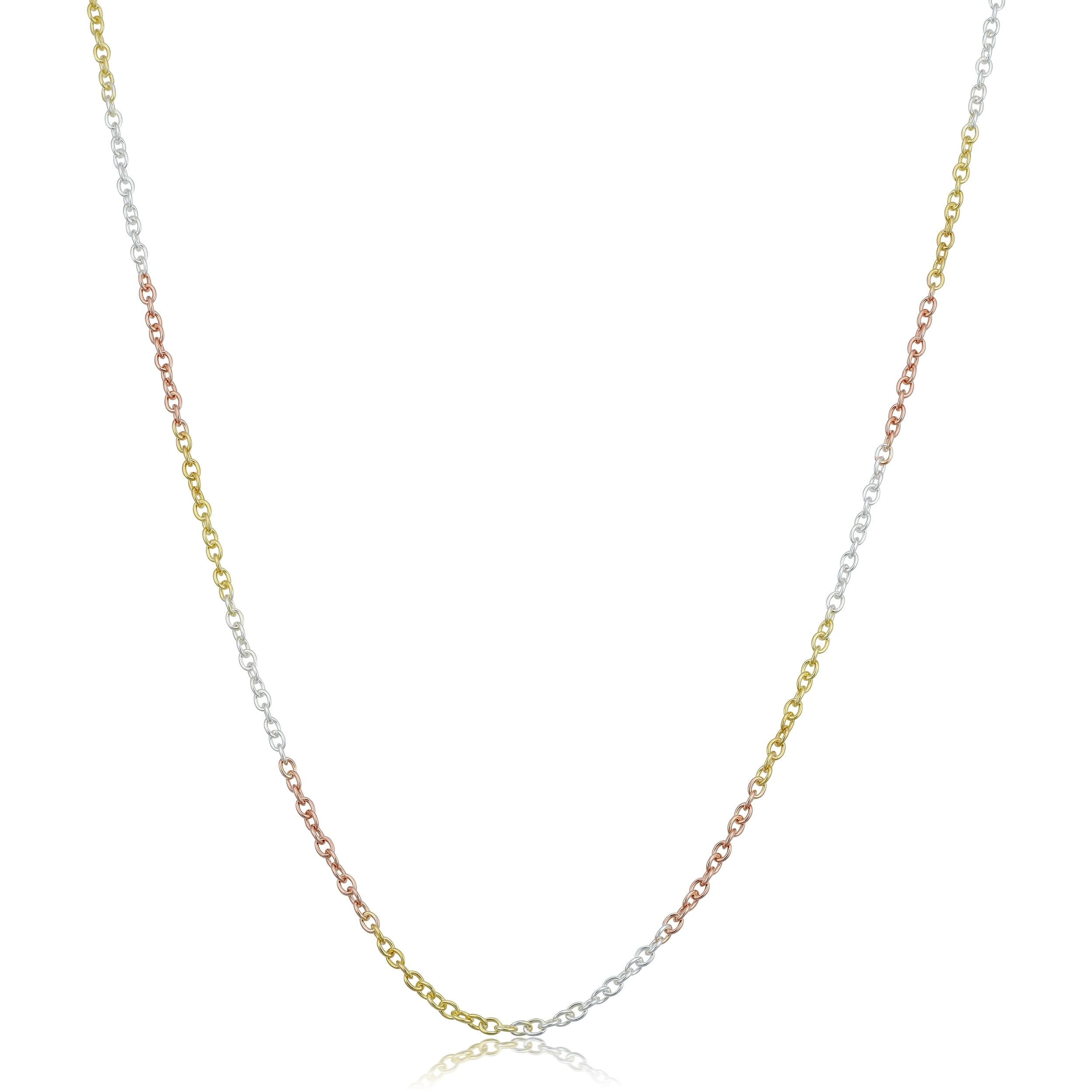 Au Naturale Tri-color Gold over Sterling Silver Round Cable Chain Necklace