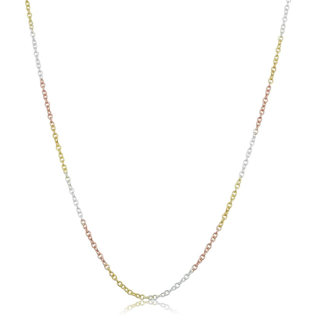Au Naturale Tri-color Gold over Sterling Silver Round Cable Chain Necklace
