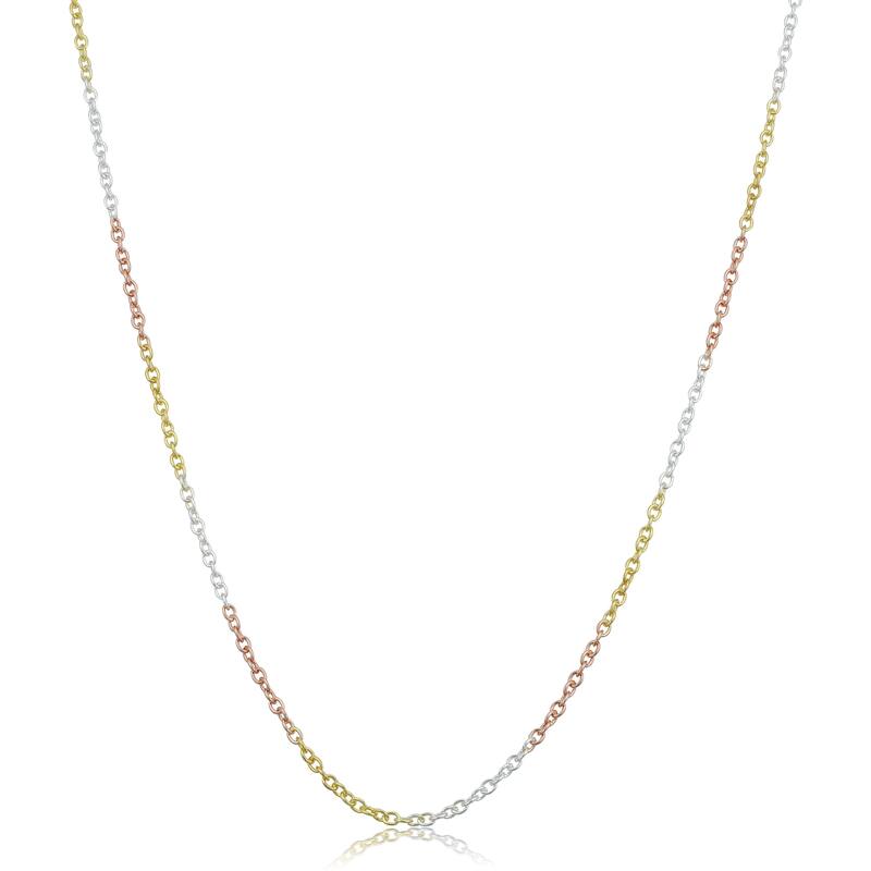 Fremada Tri-color Gold over Sterling Silver Round Cable Chain Necklace