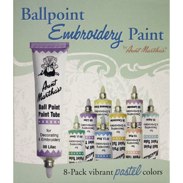 Aunt Martha's Ballpoint Paint Tubes 1 Ounce 8/Pkg-Pastel Colors