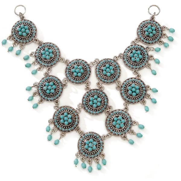 Styled by Tori Spelling (TM) Necklace Bottom-Antique Silver/Turquoise ...