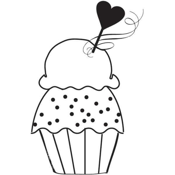 Mounted Rubber Stamp 2.5"X2" Love Cupcake Wood Stamps