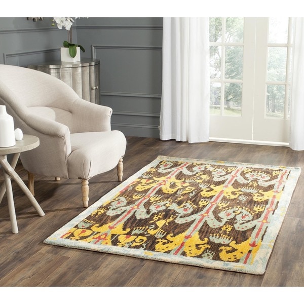 Safavieh Handmade Ikat Charcoal-Gray/ Blue Wool Area Rug - 9' x 12'