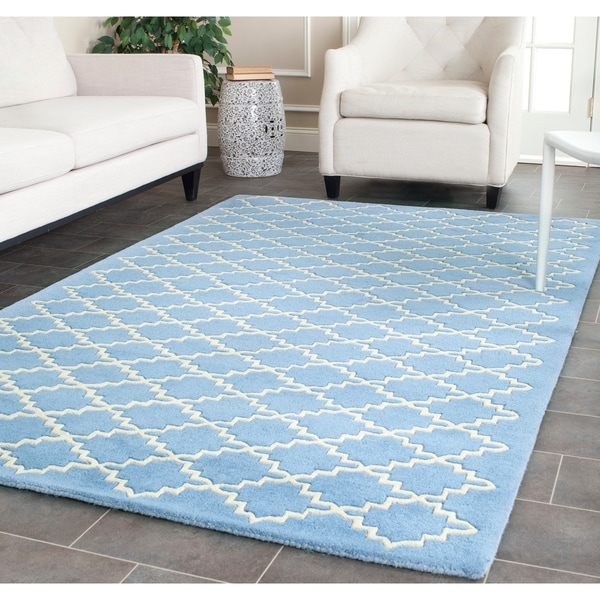 Safavieh Handmade Moroccan Chatham Blue Grey Wool Rug - 8' x 10'