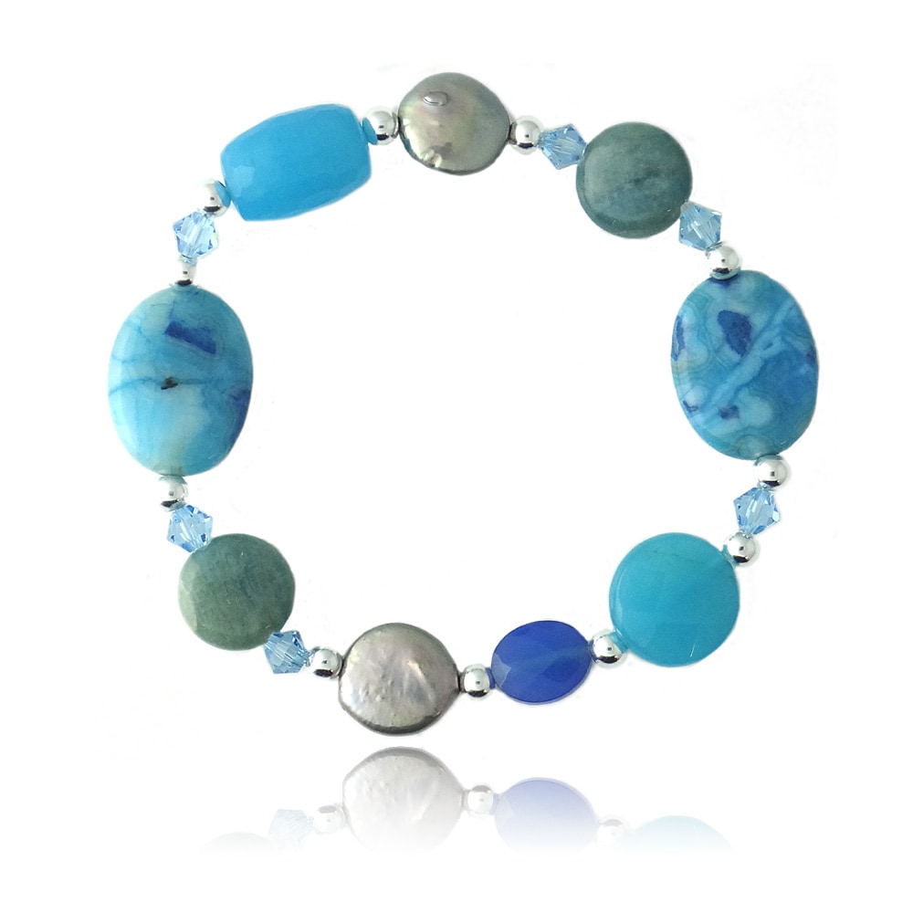 Glitzy Rocks Multi row Turquoise Chip Bracelet