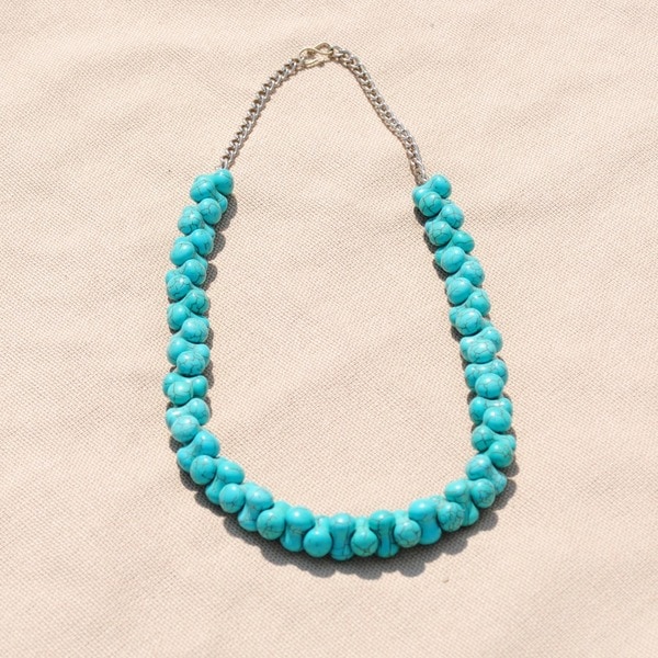 Handmade Tribal Teal Beaded Necklace (Afghanistan)