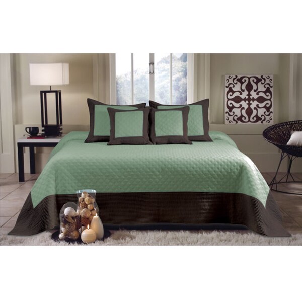 Brentwood Deluxe 5 piece Seafoam/Brown Bedspread Set Bedspreads