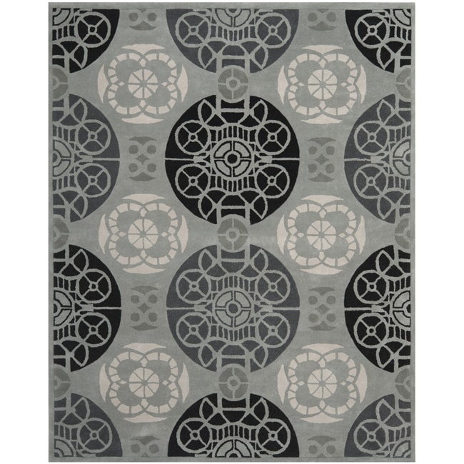 Handmade Marrakesh Grey/ Black New Zealand Wool Rug (8 X 10)