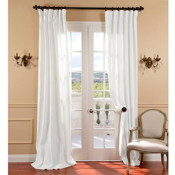 Shop Exclusive Fabrics White Belgium Linen Curtain Panel Free
