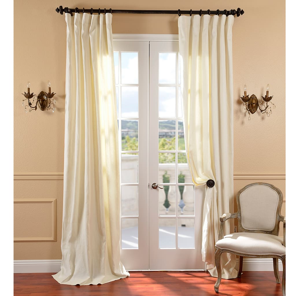 Exclusive Fabrics Cream Belgium Faux Linen Light filtering Curtains For Bedroom & Living Room Curtains (1 Panel)