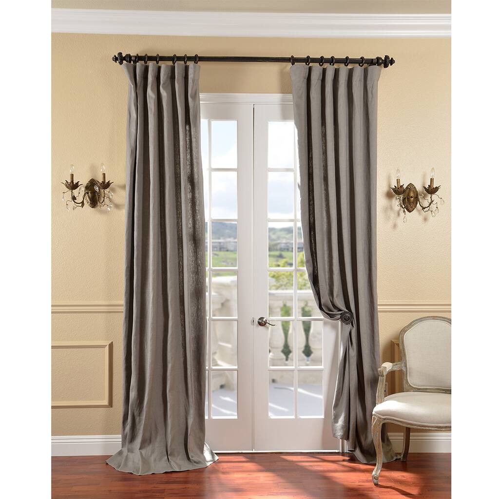 Exclusive Fabrics Grey Belgium Faux Linen Light filtering Curtains For Bedroom & Living Room Curtains (1 Panel)