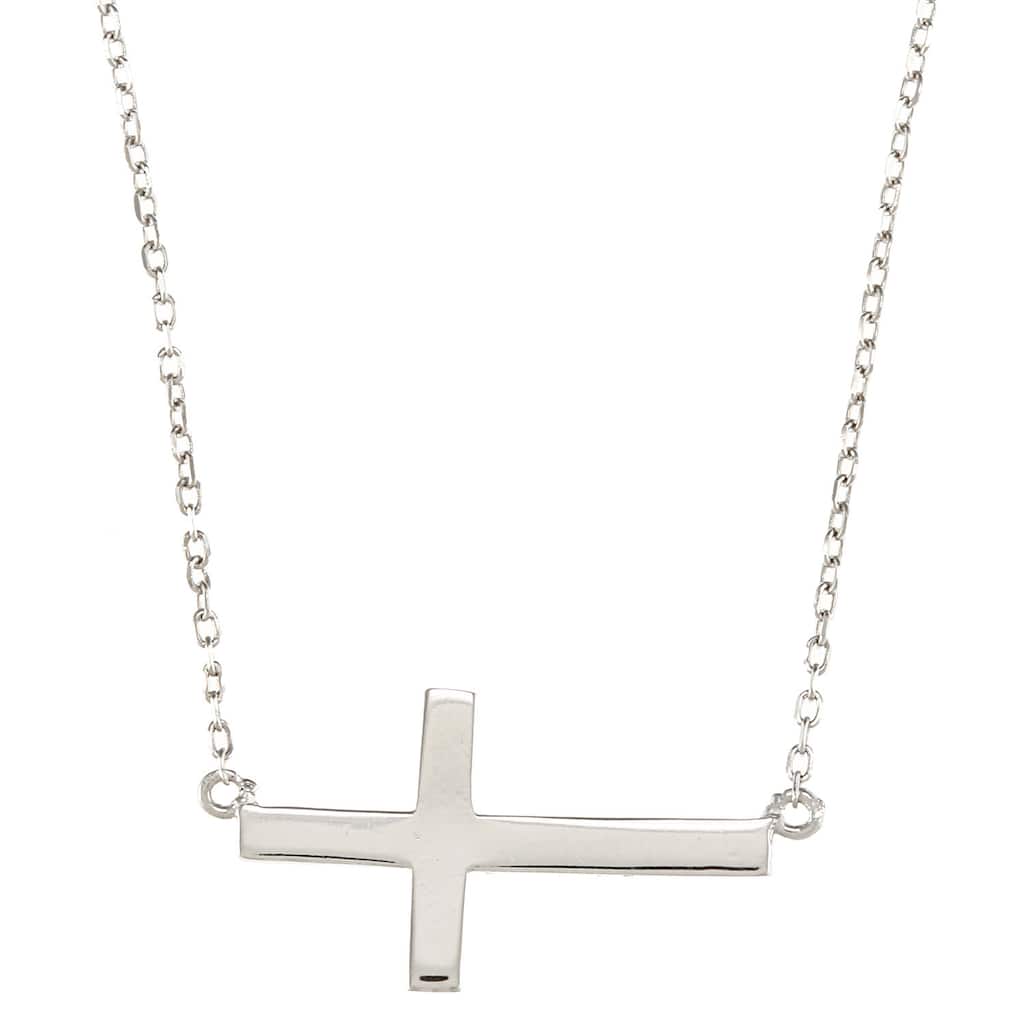 La Preciosa Sterling Silver Sideways Cross Necklace