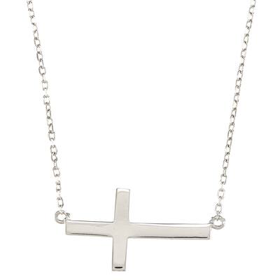 La Preciosa Sterling Silver Sideways Cross Necklace