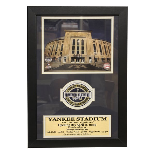 New Yankee Stadium Patch Frame Baseball